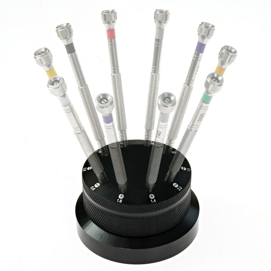 W&S screwdriver carousel base with tips in sized slots — base only; tools sold separately