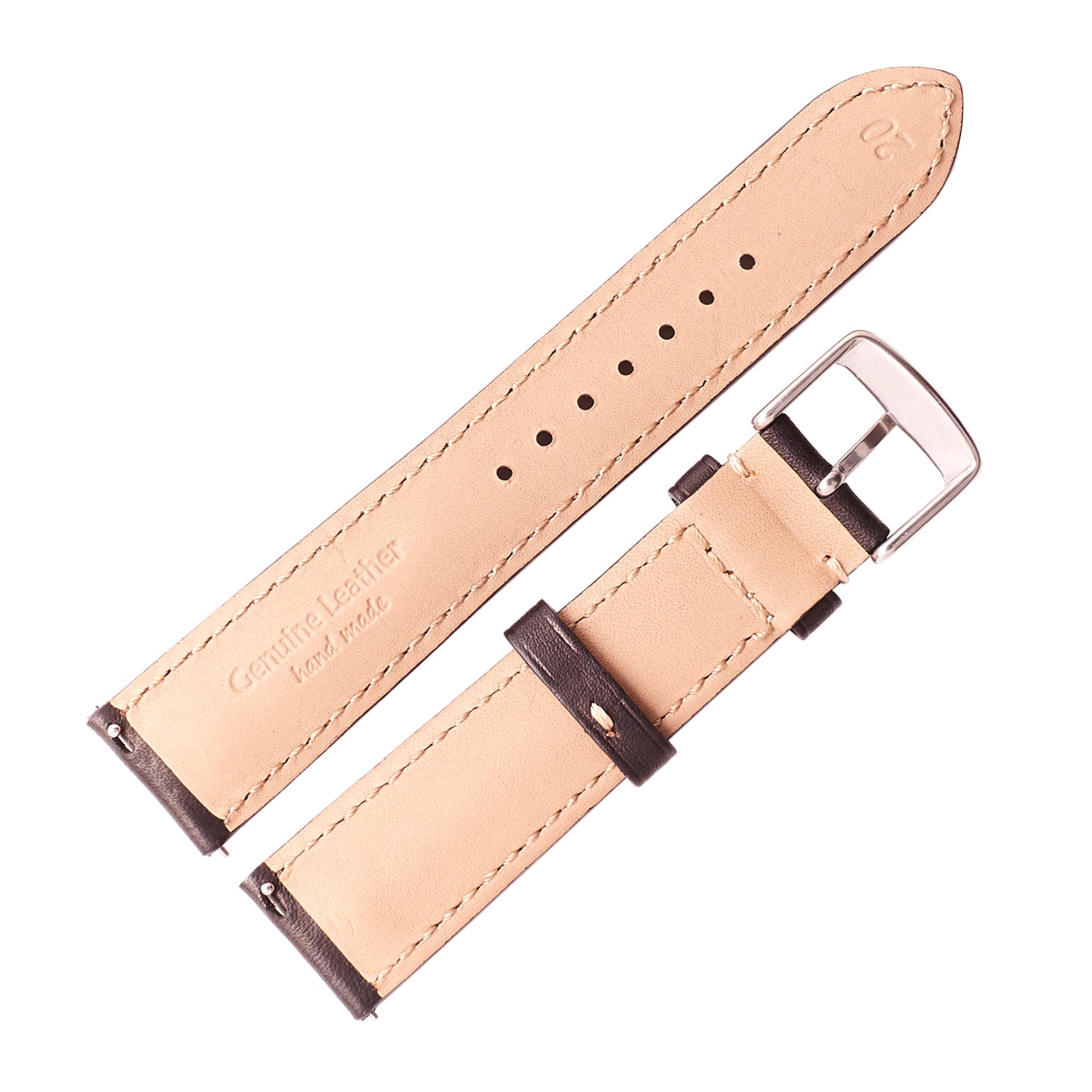 2 Piece Premium Leather Quick Release Watch Strap Black