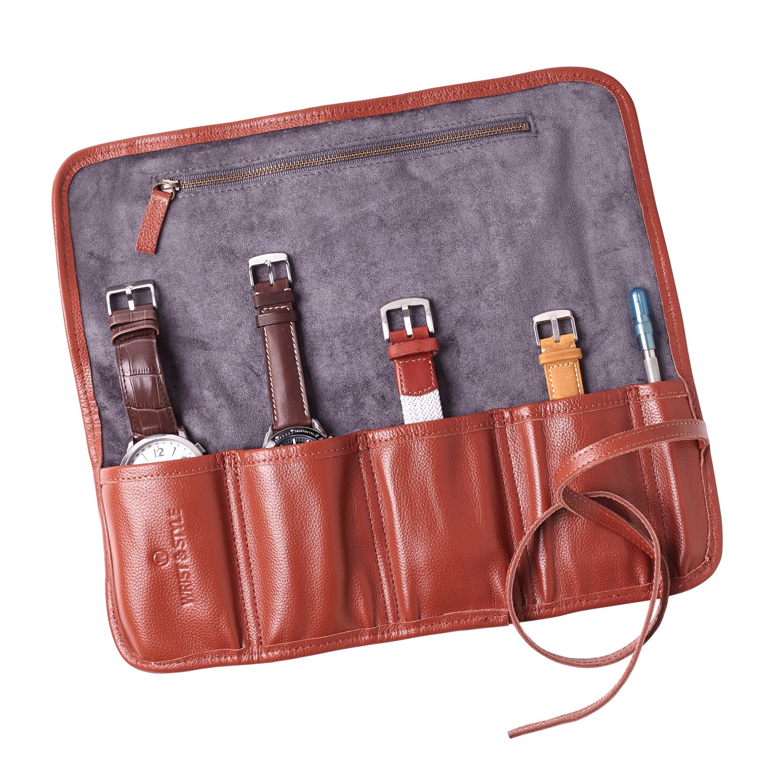 Watch Roll Travel Case Holds Watches and Accessories